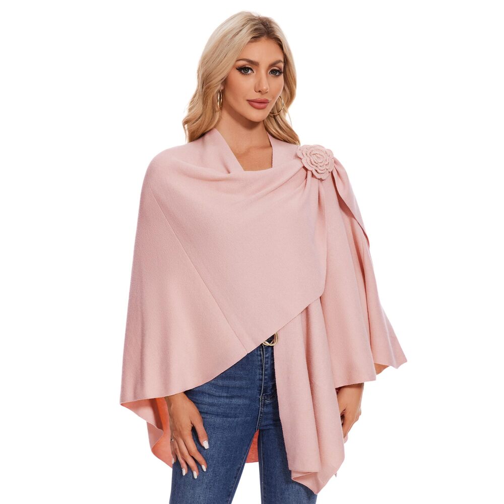 1335 Womens Elegant Cross Front Shawl Wraps Floral Soft Ponchos Cape